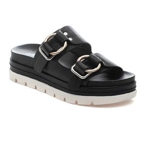 J/Slides BAHA black leather women sandals